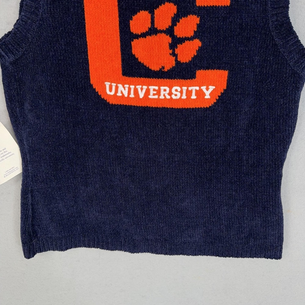 Vintage Clemson Tigers Vest Womens Medium Blue Orange NCAA Football Bellepointe - Picture 10 of 14